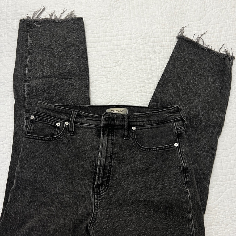 Madewell Black Frayed Straight Leg Jeans
